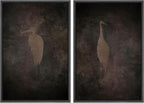 SIGNFORD Framed Canvas Print Wall Art Set Abstract Crane Silhouettes Vintage Dark Tones Illustration Modern Art Decorative Nordic Nature for Living Room, Bedroom, Office - 16"x24"x2 Black