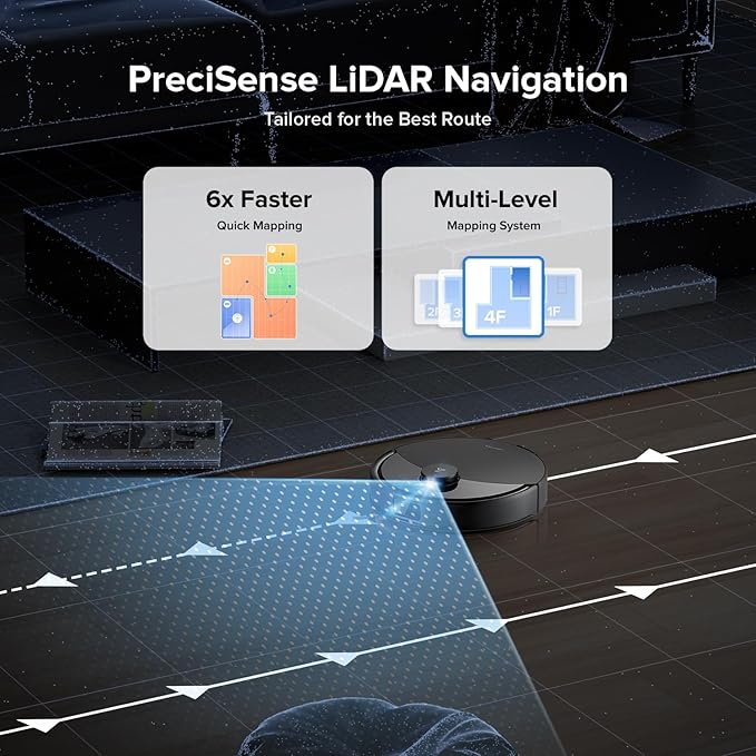 roborock Q10 X5+ Robot Vacuum and Mop, Self-Emptying, Hands-Free Cleaning for up to 7 Weeks, 10,000Pa Suction, Obstacle Avoidance, LiDAR Navigation, No-Go Zones, Black