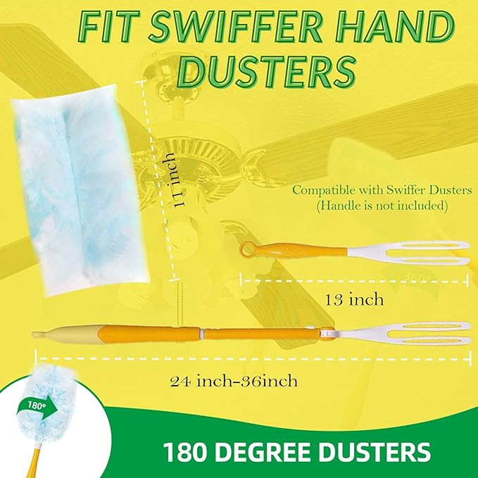 Duster Refills,Static Dust Removal Brush Disposable Dusting Head Compatible with Swiffer Duster Refills for Electronics, Furniture, Blinds, Ceiling Fans (Yellow, 18 PCS)