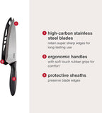 Zyliss Utility Kitchen Knives with Sheath Covers - Dishwasher Safe - Stainless Steel Kitchen Knives Perfect for Cutting Meat, Vegetables & Fruit - 2 Piece Santoku & Chef Set