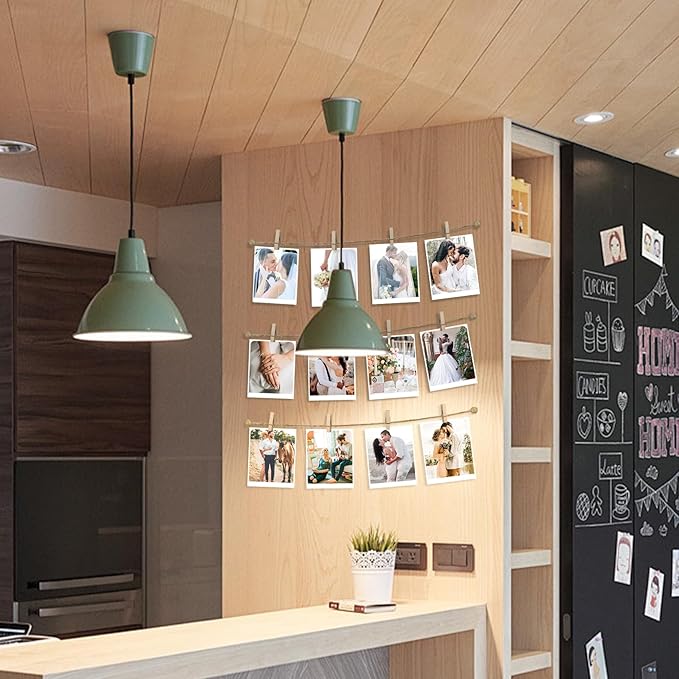 Photo Hanging Display with 50 Photo Clips, String Hanging Pictures Decor Wall Display, Clip Photo Holders for Hanging Kids Artwork On Wall Decor Home