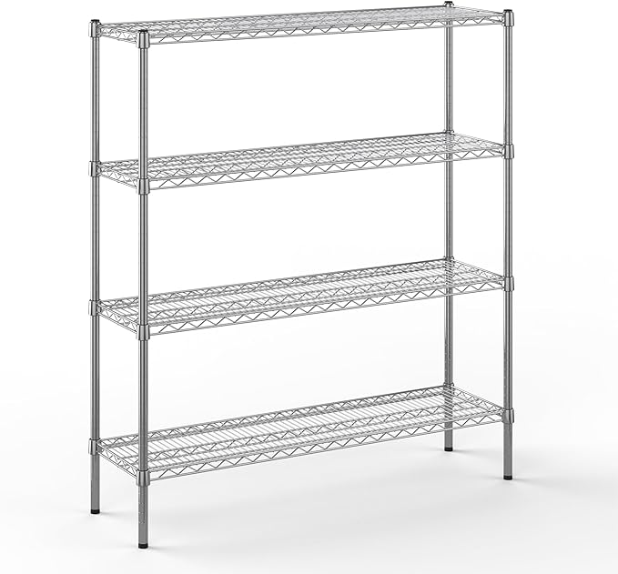 14" Deep x 48" Wide x 54" Height Wire Shelving Kit | 4-Tier | NSF Commercial Storage Rack Unit