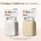 ComSaf Large Glass Storage Containers with Lids, 1.1 Gallon Glass Jar with airtight Lid for Rice, Wide Mouth Mason Jars with Measurement Mark, Flour Sugar Storage Containers 135oz, Set of 2, Square