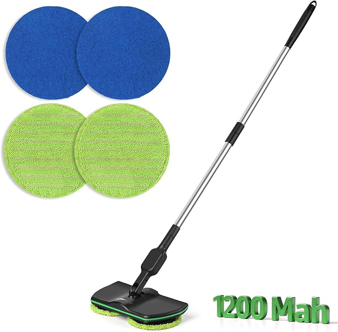 Electric Spin Mop,13-Inch Max Cleaning Pad Cordless Electric Mop,Laminate Floor Cleaner for Mopping,Automatic Spin Mops for Hardwood,Tile (No Water Tank)