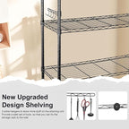 YNN Storage Shelves,2100Lbs 6 Tier Heavy Duty Metal Rolling Shelving Unit with Wheels & 8 Hooks, Adjustable Garage Wire Rack for Kitchen, Bathroom,Industrial,Pantry(36" W x 14" D x 72" H,Black)