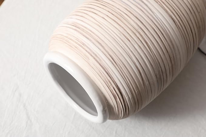 ALMA Wide Mouth Large Ceramic Vase, 12'' Tall White Rustic Pampas Grass Vase for Table Centerpieces, Boho Decorative Vase for Living Room, Farmhouse, Entryway, Mantel, Bookshelf, Home Decor