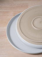 famiware Milkyway Dinner Plates, 10.24 inch Plates for 6, Stoneware Dessert Dish Set for Kitchen, Speckled Handmade Ceramic Plates, Microwave and Dishwasher Safe, Light Grey