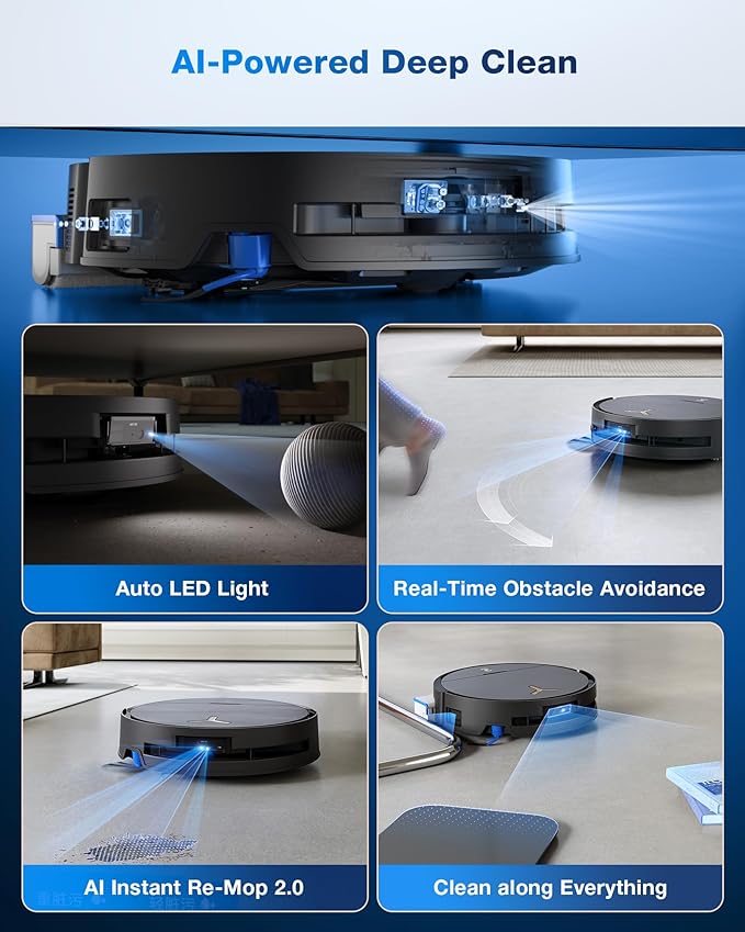 ECOVACS DEEBOT X9 PRO Omni Robot Vacuum and Mop,16,600Pa Blast Suction, OZMO Roller Instant Self-Washing Mopping, ZeroTangle 3.0, Triple Lift System, AI Smart Navigation, Hands-Free Omni Station