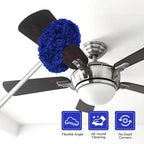 Ceiling Fan Cleaner Duster Reusable Microfiber Ceiling Fan Blade Cleaner Removable Duster with Extension Pole Adjusts 13 to 49.7 Inch for Cleaning Walls Furniture Door Window Top (Dark Blue)