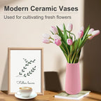 All Pink Ceramic Vase, GUKJOB Small Cute Flower Vase for Pampas Grass, Home, Living Room, Dining Table, Farmhouse, Office Decor, Bedroom, Table, and Kitchen Shelf (All Pink)