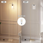 Floor Lamps for Living Room - Industrial Standing Lamp with Glass Shade, Modern Gold Floor Lamp with LED Bulb, Tall Lamp for Bedroom Office - Light Gold