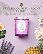 M&SENSE Lavender Vanilla Scented Candle, Cracking Wooden Wick Soy Wax, 18oz 100 Hours Long Lasting Clean Burn, Large Jar Candles for Home Decor, Non-Toxic Relaxing Aromatherapy Gifts for Women