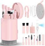 walrfid Laptop Phone Screen Cleaner Kit, Computer Keyboard Brush Cleaning Spray for iPhone AirPods MacBook iPad, 20-in-1 Electronic Device Clean Tool for Camera Earbud Car Screens (Pink)