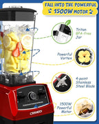 CRANDDI Professional Blender,1500 Watt Commercial Blenders for Kitchen with 70oz Capacity and Self-Cleaning, Classic Blenders for Shakes and Smoothies, Build-in Pulse, YL-010-R