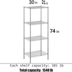 21" Deep x 30" Wide x 74" Height Wire Shelving Kit | 4-Tier | NSF Commercial Storage Rack Unit