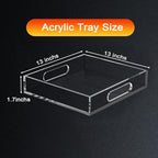 Acrylic Serving Tray with Handles - Lucite Organizer for Bench, Coffee Table, Countertop, Kitchen, Bathroom, Living Room, Powder Room