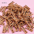 HAHIYO Brown Wooden Clothes Pins Clothespins Mini Aviod Fall Apart 1 Inches Length 80 Pack Strong Springs No Rust No Discoloration for Laundry Bathroom DIY Craft Photos Food Opened Bags