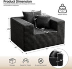 Single Cloud Sofa, Giant Bean Bag Chair with High Backrest & Wider Armrest, Foam Boneless Couch for Oversized Spaces, Comfy Furry Sofas with Pillows for Living Room, Bedroom, Apartment, Dorm, Office