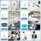 IEZFIX Electric Spin Scrubber, Bathroom Power Shower Scrubber Cleaning Brush for Tub/Tile/Floor/Toilet/Kitchen, 8 Cleaner Scrub Brush Heads, 3 Speeds 450RPM Max, Telescopic Rod Gray