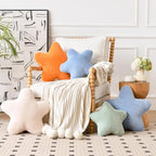 Xiashrk Star Pillow, Decorative Throw Pillows for Bed Couch, 15" Star Shaped Pillow Plush Floor Cushions Room Decor Pillow with Faux Rabbit Fur for Sofa Bedroom Living Room (Beige, 19.6" x 19.6")