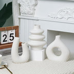 CUCUMI Ceramic Flower Vase Set of 5 Modern Nordic Boho Style Decorative Vases Home Decor, Matte Ceramic Decorations for Living Room Shelf, Bookshelf Mantle Entryway Table or Console Décor