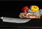 YOUSUNLONG Cimitar Knife 10" Butcher's Scimitar Knife Hammered Japanese Damascus Steel Natural Leadwood Handle