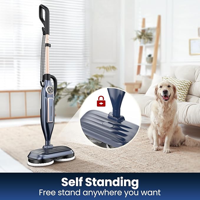 DEVOAC VM6 Scrubbing Steam Mop with Rotating Mop Pads, 10 in 1 Steam Mop, Lightweight Spin Mop & 3 Steam Modes for Hard Floor Laminate Marble Floors