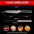 Sunnecko Paring Knife 5 Inch, Small Kitchen Knife with VG10 Damascus Steel Utility Knife with Solid Handle Fruit Knife Perfect for Cutting Fruit and Vegetables Peeling Knife with Gift Box Petty Knife