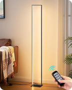 EDISHINE LED Floor Lamp, 55" Modern Minimalist Rectangular Corner Light, 3000K-6000K Dimmable, Remote Control & Foot Switch, Metal Base Standing Lamps for Living Room, Bedroom, Office, Black