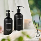 Glass Kitchen Soap Dispenser Set with Ceramic Tray,16.9 floz Hand and Dish Soap Dispenser for Kitchen and Bathroom Decor,Kitchen Accessories(Black Bottles +Black Pumps)