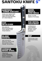 Dalstrong Santoku Knife - 5 inch - Gladiator Series Elite - Forged German High Carbon Steel - Black G10 Handle Kitchen Knife - Asian Vegetable Cooking Knife - Sheath Included - NSF Certified