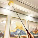 MKUN Lambs Wool Feather Duster extendable Stainless Steel Handle for Cleaning Fan Windows Blinds Laptop and Furniture 45" Long (Natural)
