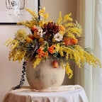 Ceramic Flower Vase, 8.66 inch Tall Round Rustic Farmhouse Decorative Vase for Home Decor, Living Room Entryway Table Centerpiece Decor