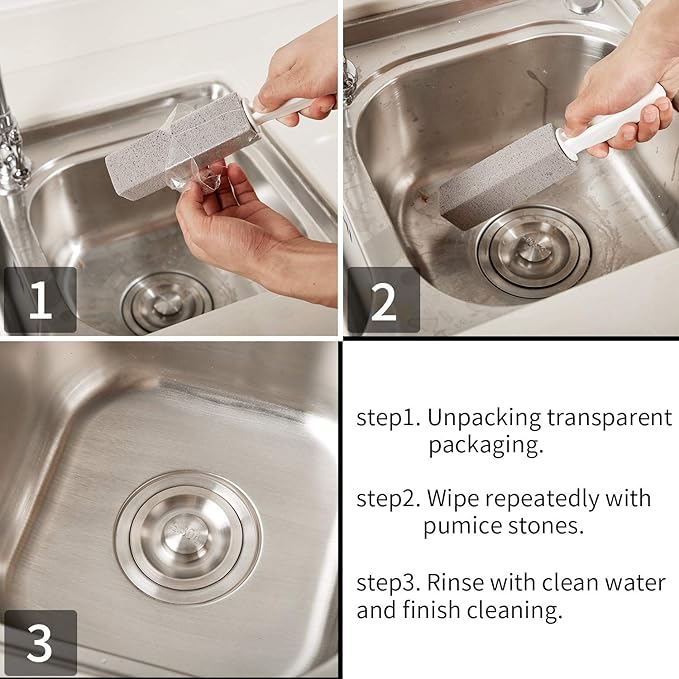 Honoson Pumice Stones for Cleaning with Handle Pumice Sticks for Removing Toilet Bowl Ring, Bath, Household, Kitchen(10 Packs)