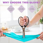 Elgood Reusable Dishwashing Cleaning Gloves with Latex free, Cotton lining,Kitchen Gloves 2 Pairs,Purple+blue large