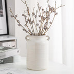 Ceramic Rustic Distressed White Flower Vase for Centerpieces, Kitchen, Office or Living Room (5.9''x8.6”)