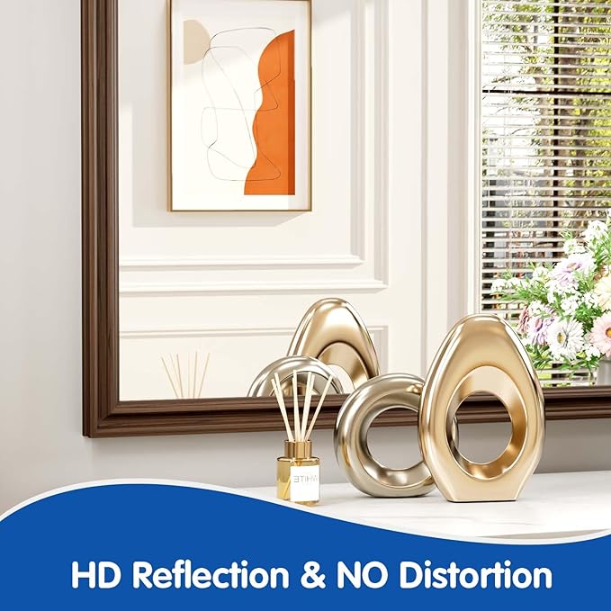 WEER Retro Copper Bathroom Mirror, 40x30 Inch Bronze Oil Rubbed Framed Mirror, Rectangle Classic Vintage Framed Wall Mirror, Farmhouse Vanity Mirror, Tempered Glass, Vertically or Horizontally