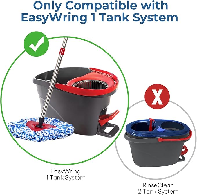 Matthew Spin Mop Replacement Kit - 4 Refill Heads, 30-58in Handle & Base Combo Set (Blue, 1-Tank System)