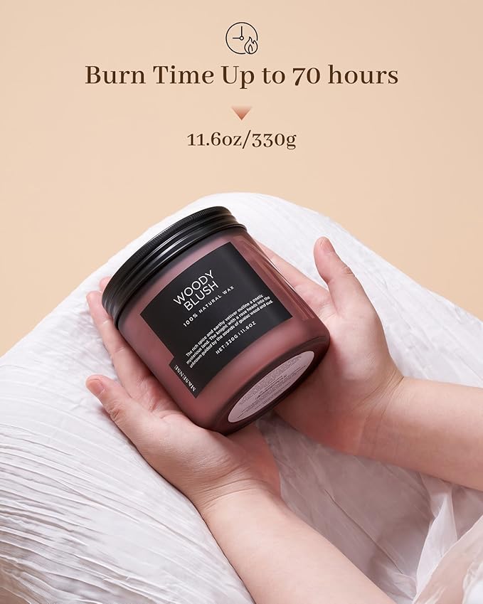 M&SENSE Rose Oudwood Scented Candle, 11.6oz 70 Hours Natural Soy Wax Long Lasting Slow Burning Candles, 2 Wick Relaxing Aromatherapy Gifts for Home Decor