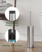 Toilet Brush and Holder Set, Toilet Bowl Brush for Bathroom with Long Handle, Stainless Steel Toilet Cleaner Brush with Durable Scrubbing Bristles,Splash-Proof (Brushed Nickel)