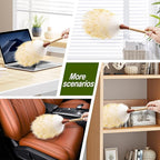 Natural Lambswool Duster 16 Inch Handheld with Wooden Handle Duster Dusting Tool for Blinds Electronics Furniture Delicate Surfaces (2Pcs)