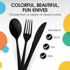 Party Solids Black Plastic Knives 200 Pcs Black Knives Disposable Utensils Heavy Duty Plastic Cutlery Set Disposable Cutlery Sets Flatware Sets Silverware Set Party Supplies & Party Tableware