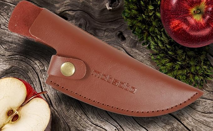 Matsato Chef Knife with Premium Leather Sheath – Japanese Steel Kitchen Knife for Home & Cooking, Christmas Gift Set for Men or Women, Kitchen Gift for Chefs