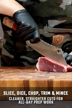 Dalstrong Chef & Cleaver Hybrid Knife - The 'Crixus' - 8 inch - Valhalla Series - 9CR18MOV HC Steel - Red Resin & Wood Handle - Razor Sharp Chef's Knife - w/Leather Sheath