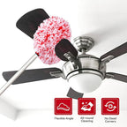 Ceiling Fan Cleaner Duster Reusable Microfiber Ceiling Fan Blade Cleaner Removable Duster with Extension Pole Adjusts 13 to 49.7 Inch for Cleaning Walls Furniture Door Window Top (Red White)