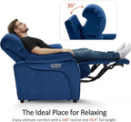 MCombo Zero Wall Recliner Loveseat, Power Recliner Loveseat with Adjustable Headrest, USB A & C Charge Ports, Wood Legs, for Living Room, RVs, Small Spaces (Fabric, ST258M1, Navy Blue)