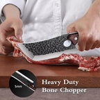 TOMBRO Meat Cleaver - 6.7" Heavy Duty Butcher Knife, High Carbon Steel Chef Knife,Full Tang Bone Chopper Meat Knife with Sheath for Outdoor Camping, BBQ, Kitchen