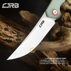 CJRB Small Folding Pocket Knife with Stonewash AR-RPM9 Powder Steel Blade and G10 Handle Tactical Knife for Men Womens EDC Outdoor Survival Camping Hunting Hiking, Gobi(J1906) Natural Green