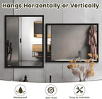 WEER 48X36 Inch Black Bathroom Mirror, Rectangular Framed Mirror for Bathroom, Matte Black Wall Mounted Large Vanity Mirror, Farmhouse Mirror, Tempered Glass, Anti-Rust, Horizontal or Vertical