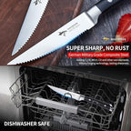 MAD SHARK Steak Knives Set of 4,Premium 12.6-inch Serrated Steak Knife Set,Ultra Sharp German High Carbon Stainless Steel Triple Rivet Collection 4-Piece Kitchen Steak Knife Set (STEAK KNIFE SET OF 4)